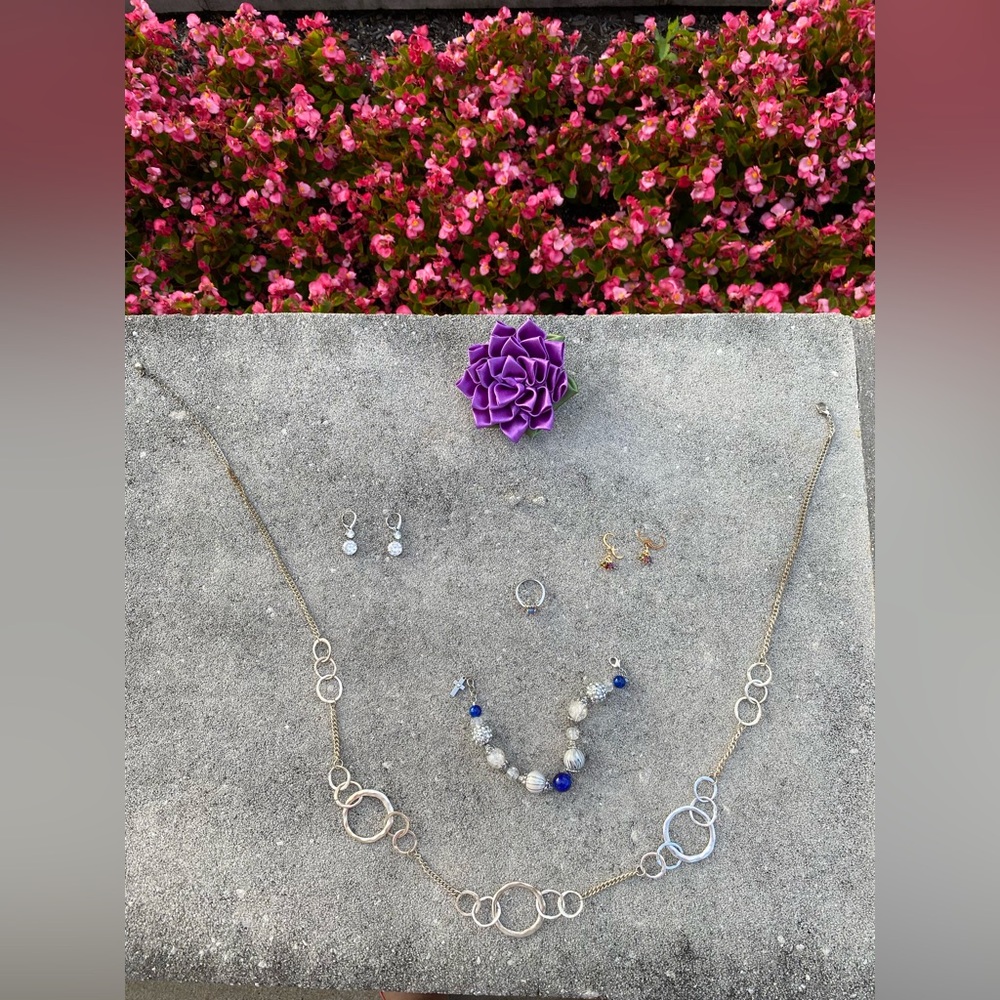 Elegant Silver and Blue Jewelry Set